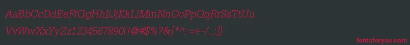 フォントDilleniaupcItalic – 黒い背景に赤い文字