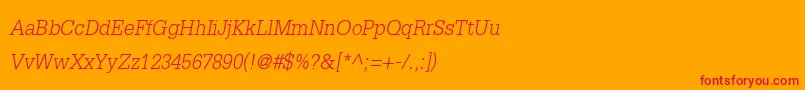 DilleniaupcItalic Font – Red Fonts on Orange Background
