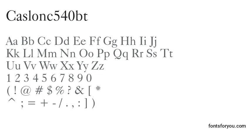 A fonte Caslonc540bt – alfabeto, números, caracteres especiais