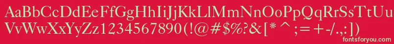 フォントCaslonc540bt – 赤い背景に緑の文字