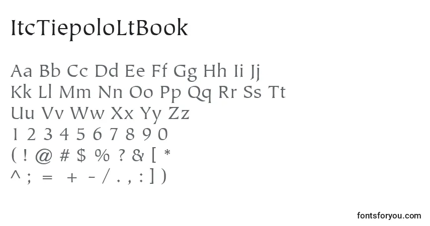 Шрифт ItcTiepoloLtBook – алфавит, цифры, специальные символы