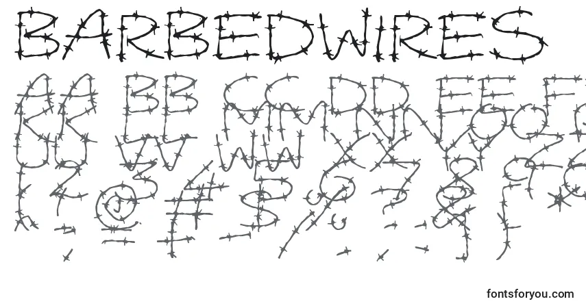 BarbedWires-fontti – aakkoset, numerot, erikoismerkit