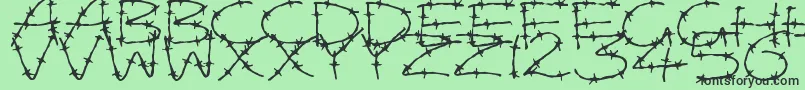 BarbedWires Font – Black Fonts on Green Background