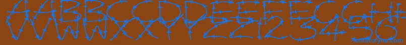 Шрифт BarbedWires – синие шрифты на коричневом фоне