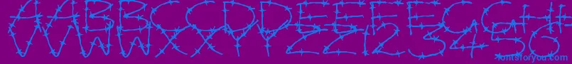 BarbedWires-Schriftart – Blaue Schriften auf violettem Hintergrund