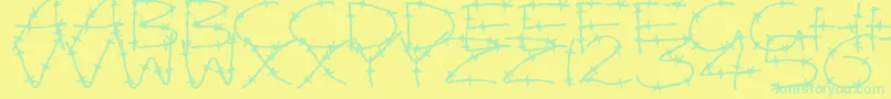 BarbedWires Font – Green Fonts on Yellow Background