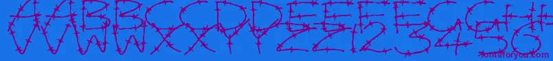 BarbedWires-Schriftart – Violette Schriften auf blauem Hintergrund