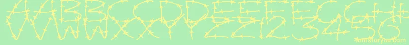 Шрифт BarbedWires – жёлтые шрифты на зелёном фоне