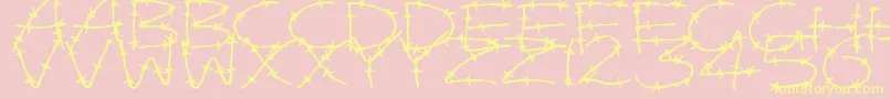 BarbedWires Font – Yellow Fonts on Pink Background