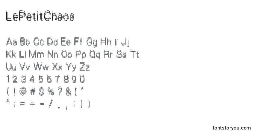 Czcionka LePetitChaos – alfabet, cyfry, specjalne znaki