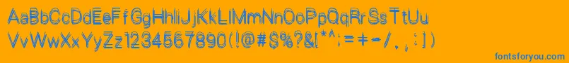 LePetitChaos-Schriftart – Blaue Schriften auf orangefarbenem Hintergrund