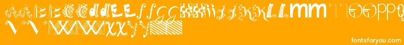 Bitsnbobs-Schriftart – Weiße Schriften auf orangefarbenem Hintergrund