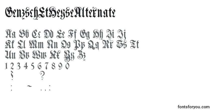 A fonte GenzschEtHeyseAlternate – alfabeto, números, caracteres especiais