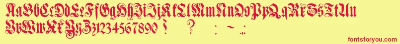 Шрифт GenzschEtHeyseAlternate – красные шрифты на жёлтом фоне