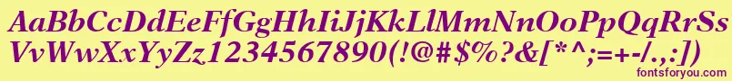 NewAsterLtBoldItalic Font – Purple Fonts on Yellow Background