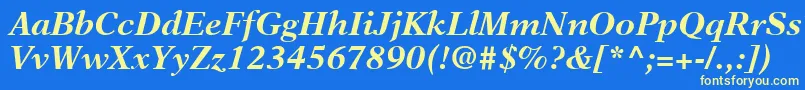 NewAsterLtBoldItalic Font – Yellow Fonts on Blue Background