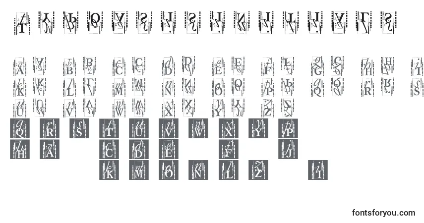 Schriftart Typoasisinitials – Alphabet, Zahlen, spezielle Symbole