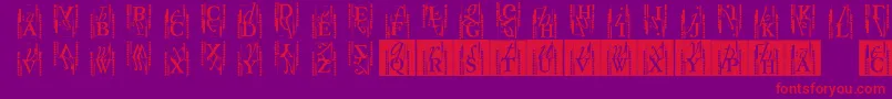 Czcionka Typoasisinitials – czerwone czcionki na fioletowym tle