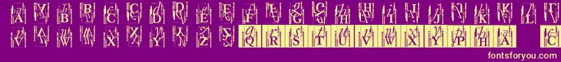 Typoasisinitials-Schriftart – Gelbe Schriften auf violettem Hintergrund