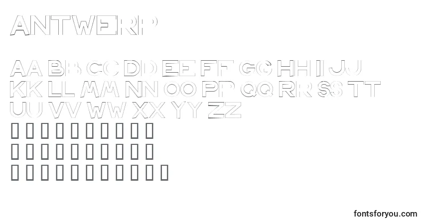 Czcionka Antwerp – alfabet, cyfry, specjalne znaki