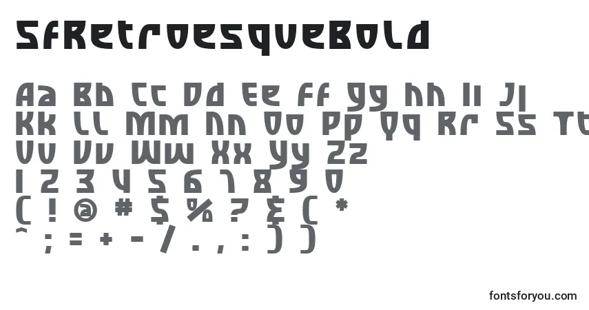 A fonte SfRetroesqueBold – alfabeto, números, caracteres especiais