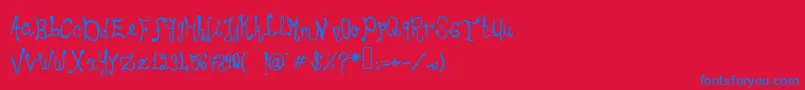 Choirboy-Schriftart – Blaue Schriften auf rotem Hintergrund