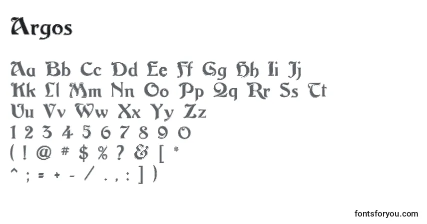 Schriftart Argos – Alphabet, Zahlen, spezielle Symbole