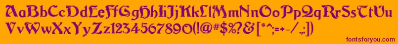 Argos-fontti – violetit fontit oranssilla taustalla