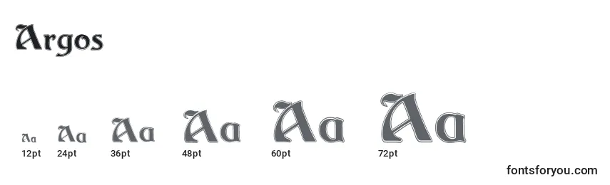 Размеры шрифта Argos