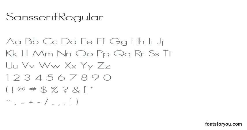 Schriftart SansserifRegular – Alphabet, Zahlen, spezielle Symbole