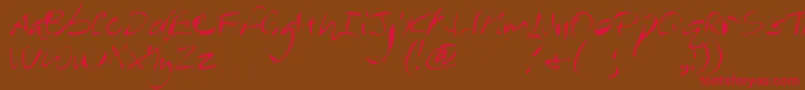 MtfRever-Schriftart – Rote Schriften auf braunem Hintergrund