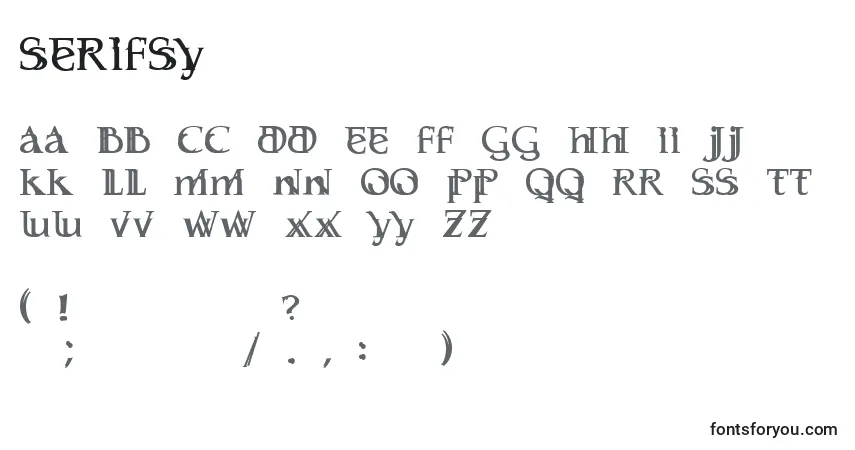 Czcionka Serifsy – alfabet, cyfry, specjalne znaki