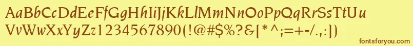 ItcNovareseLtMediumItalic-fontti – ruskeat fontit keltaisella taustalla