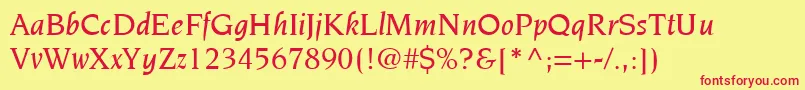 ItcNovareseLtMediumItalic Font – Red Fonts on Yellow Background