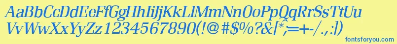 R690RomanItalic Font – Blue Fonts on Yellow Background