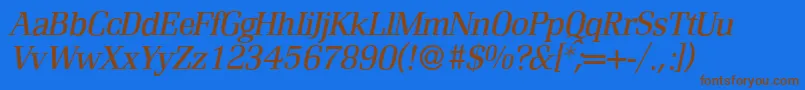 Fonte R690RomanItalic – fontes marrons em um fundo azul