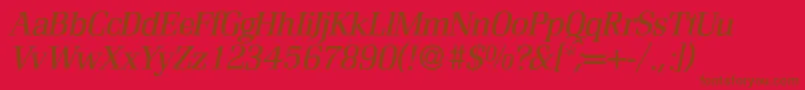 フォントR690RomanItalic – 赤い背景に茶色の文字