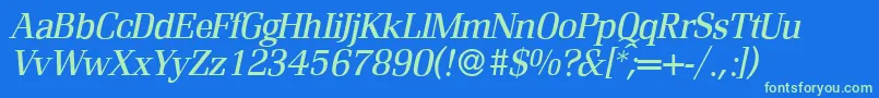 R690RomanItalic Font – Green Fonts on Blue Background