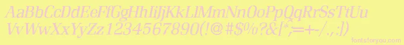 R690RomanItalic Font – Pink Fonts on Yellow Background