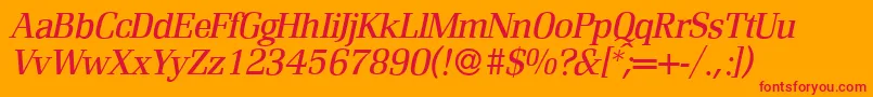 R690RomanItalic Font – Red Fonts on Orange Background