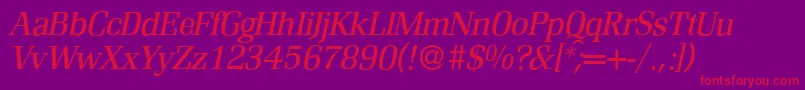 R690RomanItalic Font – Red Fonts on Purple Background