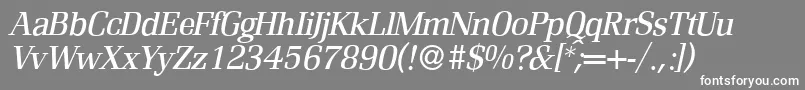 フォントR690RomanItalic – 灰色の背景に白い文字