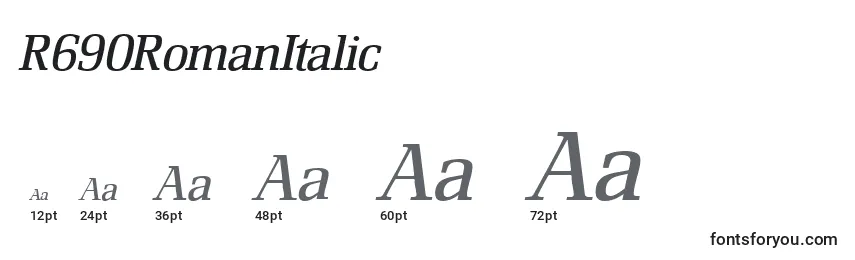 R690RomanItalic Font Sizes