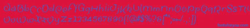 SinahsansLtCondensedItalic-Schriftart – Blaue Schriften auf rotem Hintergrund