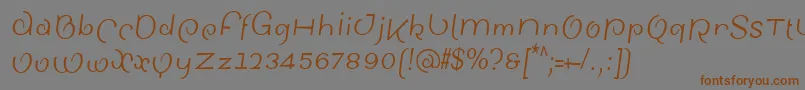 フォントSinahsansLtCondensedItalic – 茶色の文字が灰色の背景にあります。