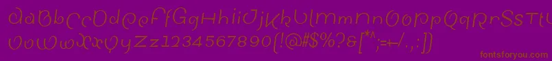 SinahsansLtCondensedItalic-Schriftart – Braune Schriften auf violettem Hintergrund