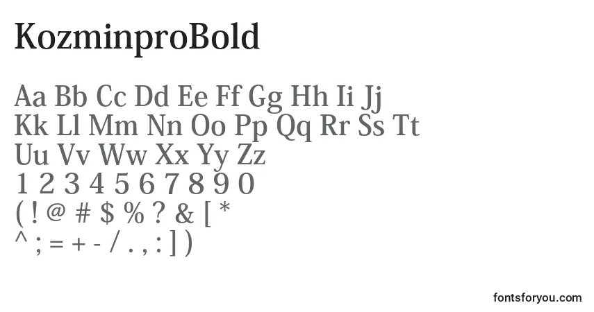 A fonte KozminproBold – alfabeto, números, caracteres especiais