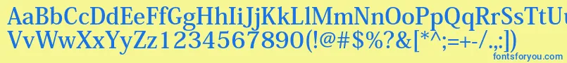 フォントKozminproBold – 青い文字が黄色の背景にあります。