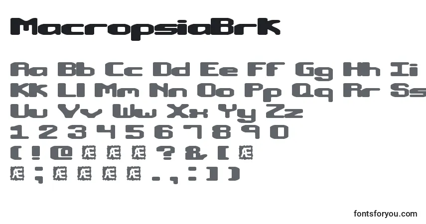 Schriftart MacropsiaBrk – Alphabet, Zahlen, spezielle Symbole
