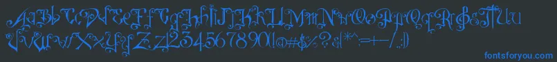 DespairRev Font – Blue Fonts on Black Background